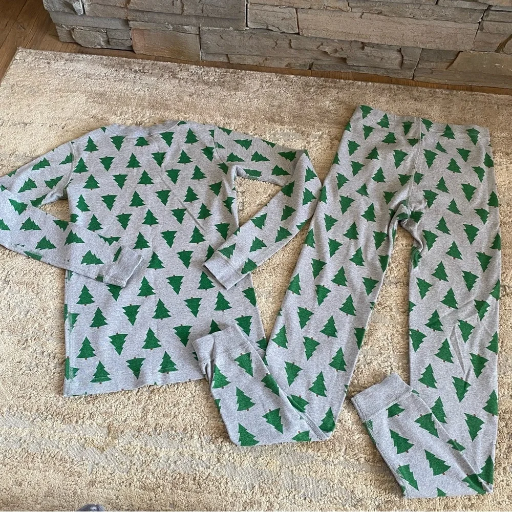 Hanna Andersson Long John Pajama Set Pine Trees Print Long Sleeve Organic Cotton